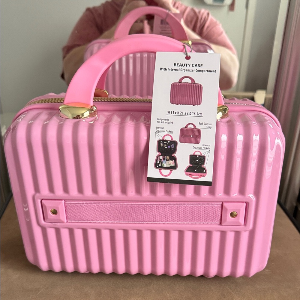Cosmetic Pink and Gold Hard Shell Case NWT - Picture 2 of 7